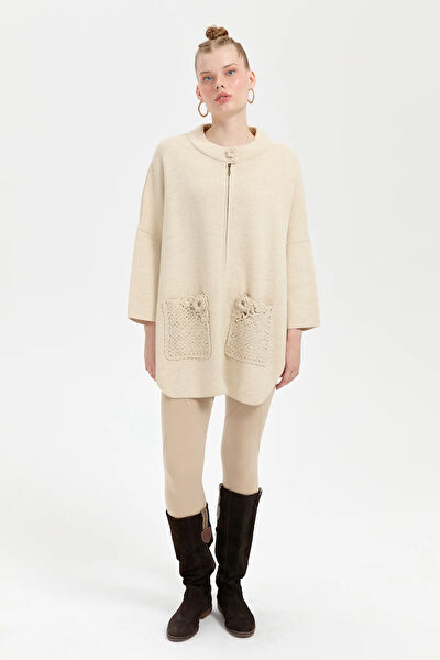 Desen Triko Kadın Panço