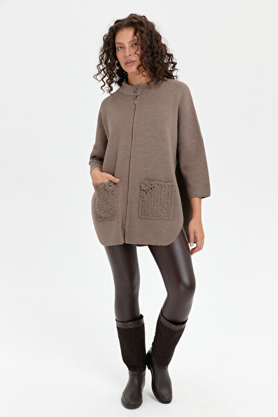 Desen Triko Kadın Panço