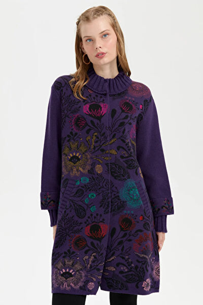 Desen Triko Kadın Kaban