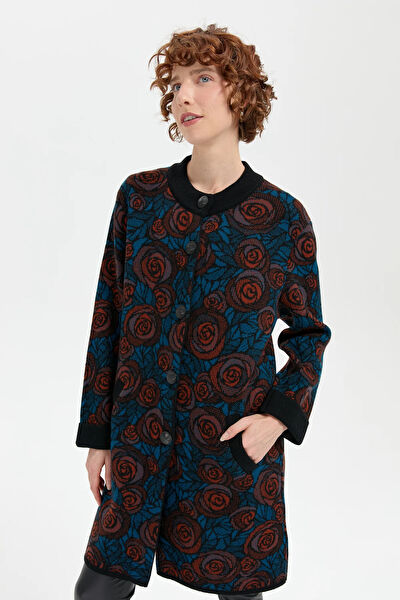 Desen Triko Kadın Kaban