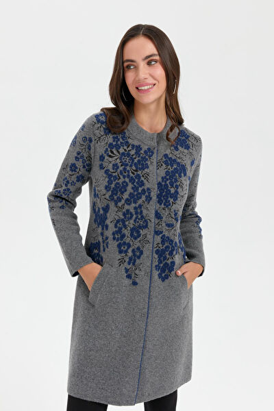 Desen Triko Kadın Kaban