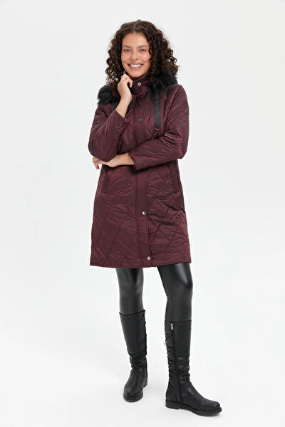 Desen Triko Kadın Kaban