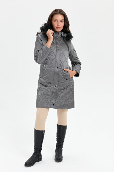 Desen Triko Kadın Kaban