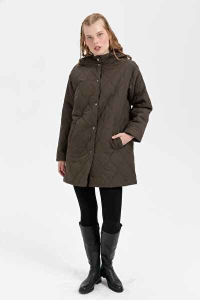 Desen Triko Kadın Kaban