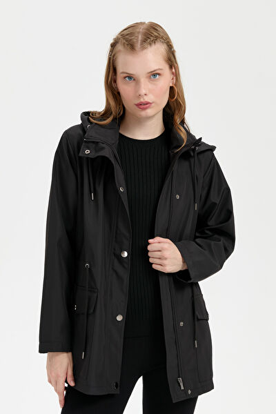 Desen Triko Kadın Trençkot, Yağmurluk