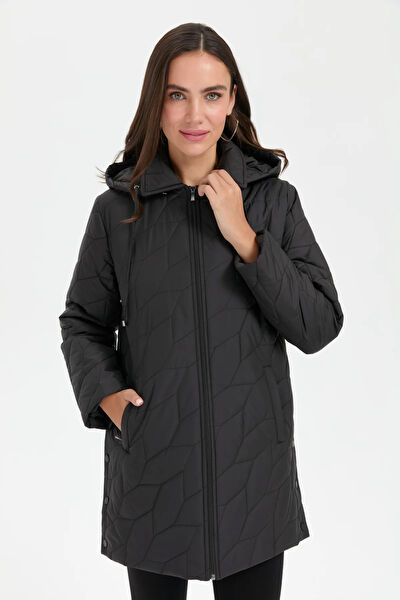 Desen Triko Kadın Kaban