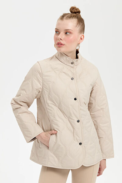 Desen Triko Kadın Kaban