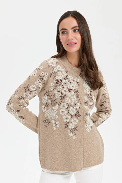 Desen Triko Kadın Kaban