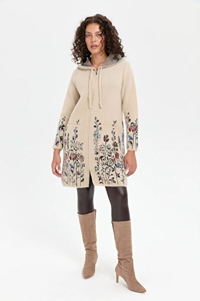 Desen Triko Kadın Kaban