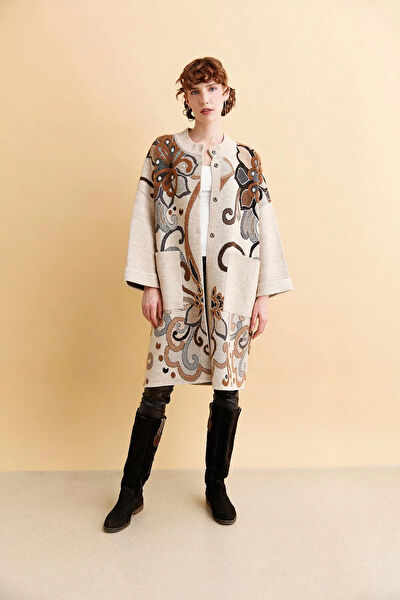 Desen Triko Kadın Panço