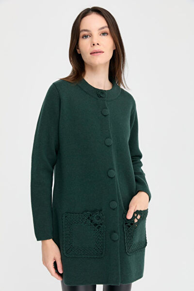 Desen Triko Kadın Kaban