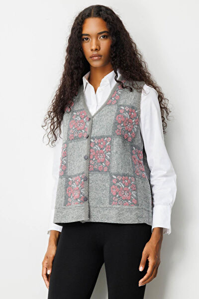 Desen Triko Kadın Yelek