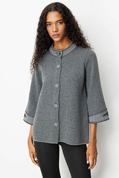 Desen Triko Kadın Kaban