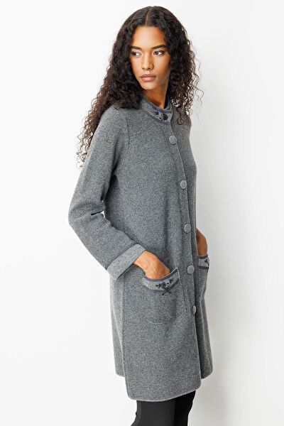 Desen Triko Kadın Kaban