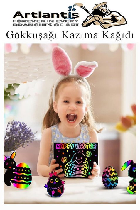 Sihirli Gökkuşağı Kazıma Kağıdı A4 10 Yaprak 1 Paket A-4 20x30 cm