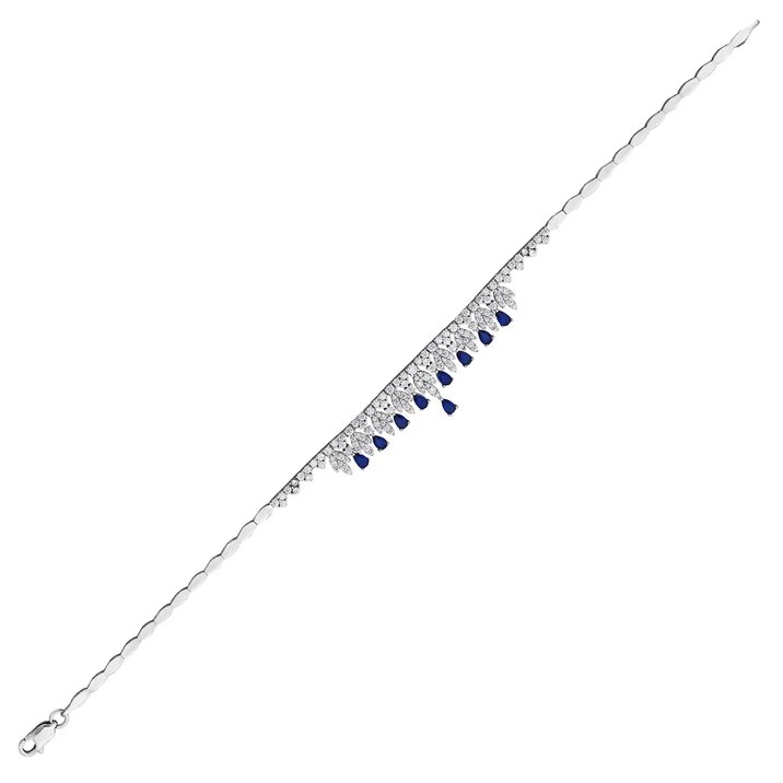 Lacivert Taş Detaylı Swarovski Beyaz Altın Set Fiyatları ve