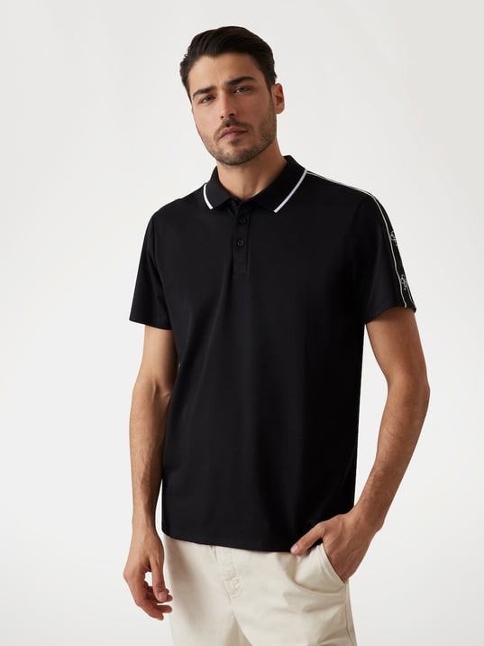 Guess Erkek Siyah Quattro G Şeritli Polo Tişört Fiyatları ve