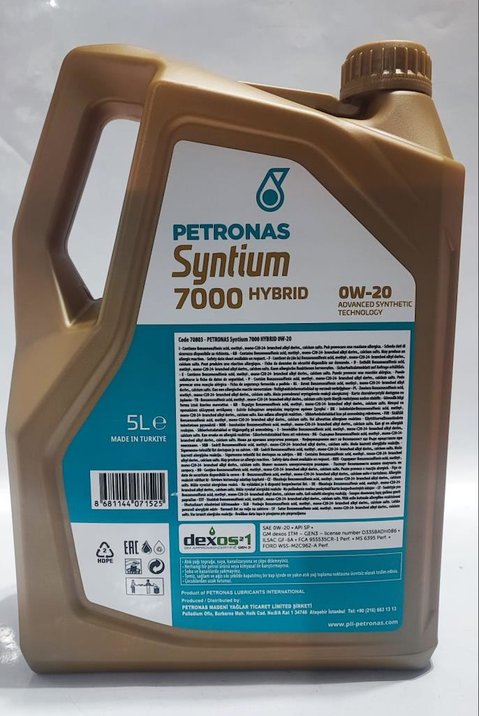 メンテナンス PETRONAS Syntium 7000 20L 0W-16 PETRONAS SYNTIUM 7000 HYBRID DPF 0W-20 MOTOR YAĞI 5 Litre