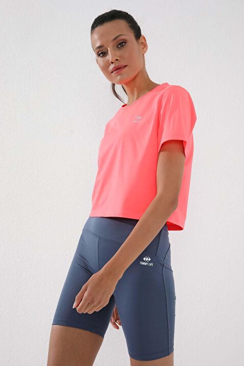 Neon Pembe Basic K sa Kol Standart Kal p O Yaka Kad n Crop Top 97143 L Fiyatlar ve Modelleri Pazarama