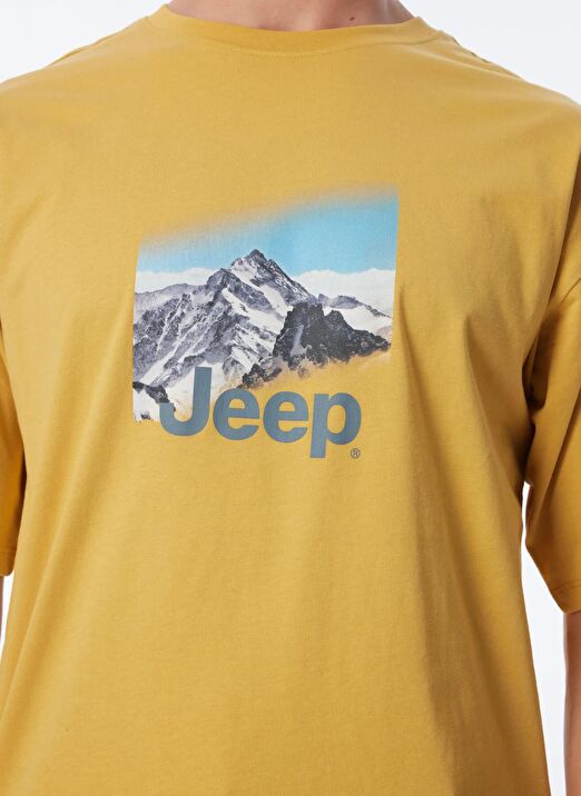 Jeep Hardal Erkek Bisiklet Yaka Loose Fit Bask l T Shirt C4SM TST4607
