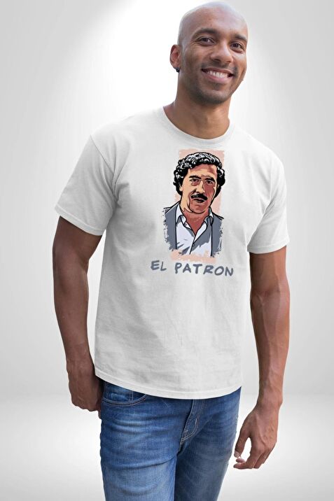 El Patron Narcos Pablo Escobar Kad n Erkek Unisex Beyaz Organik Bask l T Shirt Penye Yuksek Kalite Fiyatlar ve Modelleri Pazarama