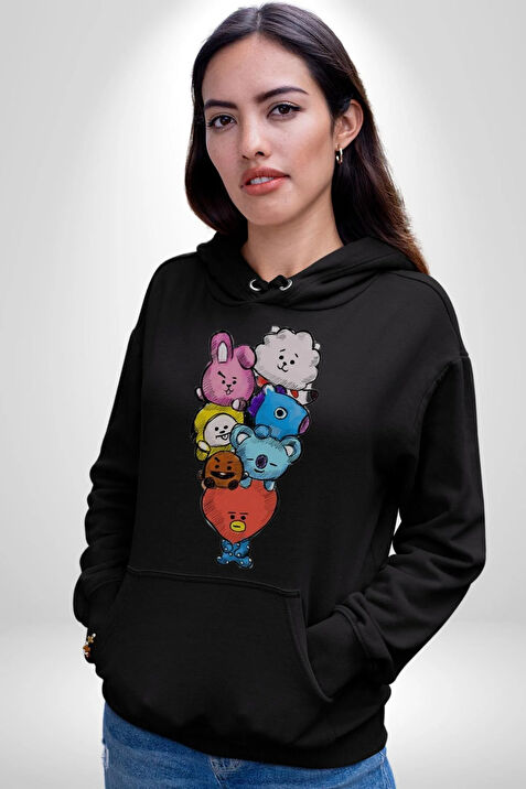 Kpop BTS BT21 Kad n Erkek Siyah Kapu onlu Sweatshirt Hoodie Fiyatlar ve Modelleri Pazarama