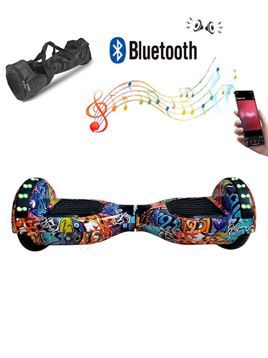 CityMate Elektrikli Kaykay Full Ledli Hoverboard Desen 11 Bluetooth Hoparlorlu 6.5 Inch Desenli Canta Hediye