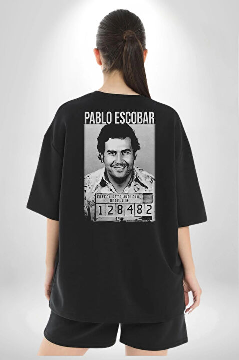 Pablo Escobar Pamuklu Kad n Erkek Oversize S rt Dijital Bask l Siyah T shirt Fiyatlar ve Modelleri Pazarama