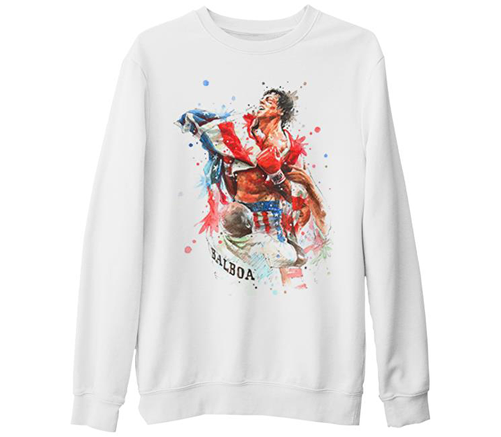 Rocky Balboa Bayrak Beyaz Kal n Sweatshirt Fiyatlar ve Modelleri Pazarama