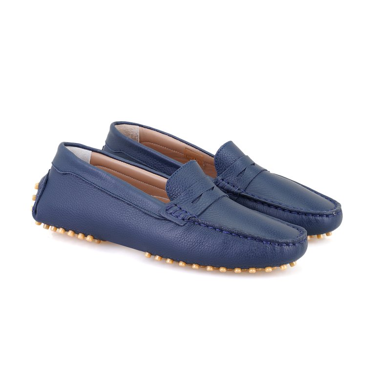 Kadın Lacivert Deri Loafer