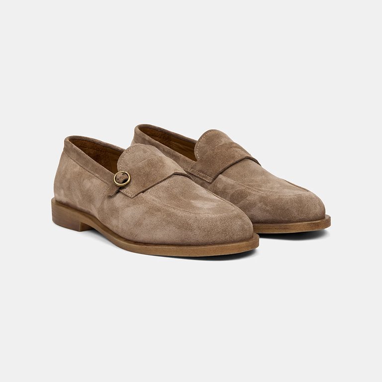 Erkek Vizon Metal Detaylı Süet Loafer