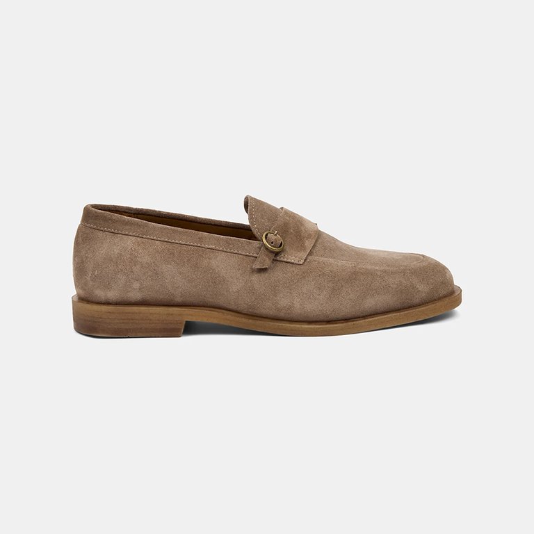 Erkek Vizon Metal Detaylı Süet Loafer - Görsel 3