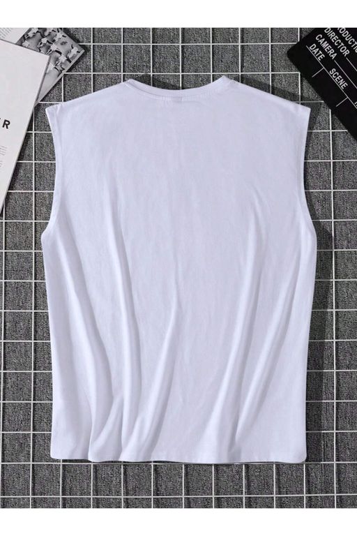 Erkek Beyaz California 91 Baskılı Kolsuz T-shirt - Görsel 3