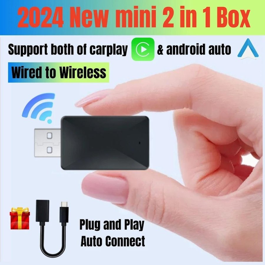 Araç Içi Apple Android Cihazlar İçin 2in1 USB Mini Carplay Adaptörü ürün görseli