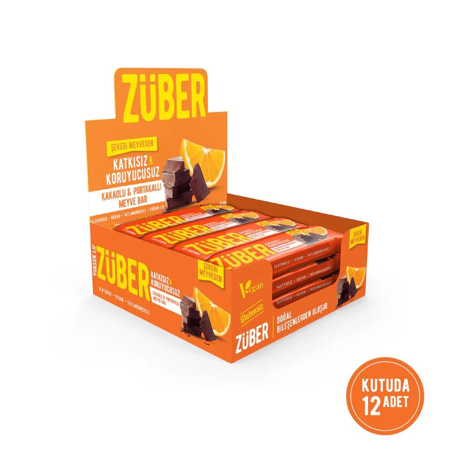 Züber Kakaolu ve Portakallı Meyve Bar 40 gr x 12 Adet — Pazarama ürün görseli
