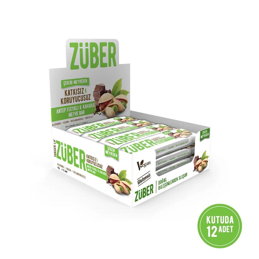Züber Antep Fıstıklı ve Kakaolu Meyve Bar 40 gr x 12 Adet — Pazarama ürün görseli