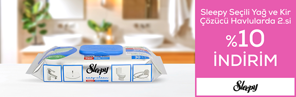 Sleepy Seçili Yağ ve Kir Çözücü Havlularda 2.si %10 İndirim