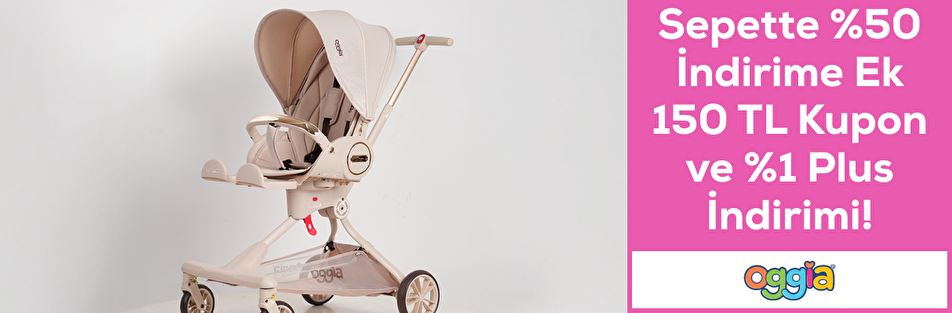 Oggia Markasında sepette %50 İndirime ek 150TL kupon ve %1 Plus İndirimi
