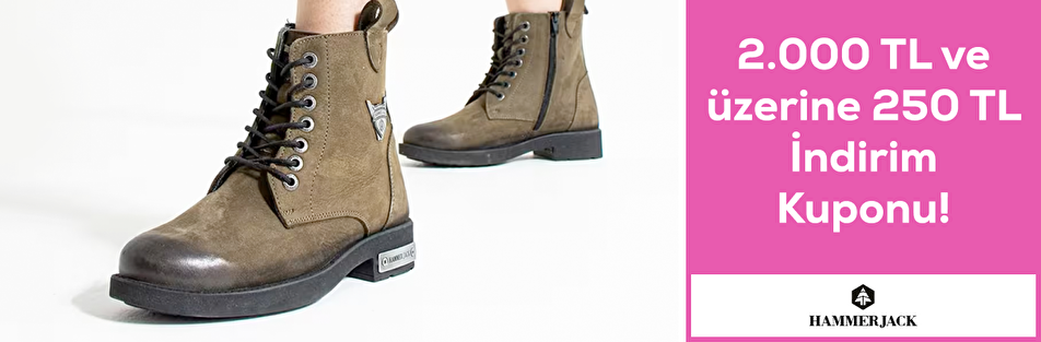 Hammerjack mağazasında 2.000tl ve üzerine 250tl İndirim Kuponu
