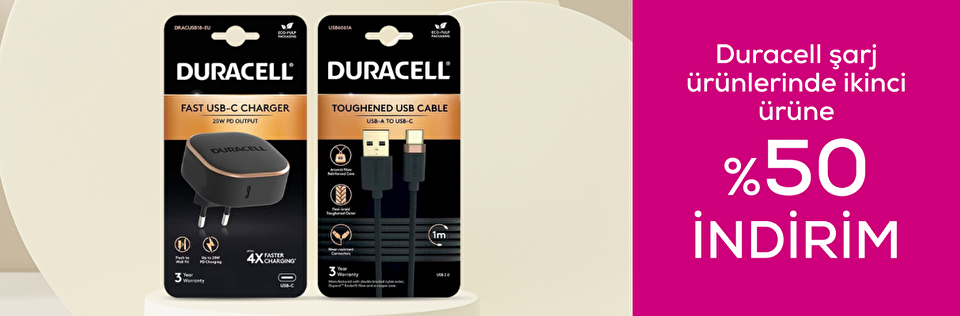 Duracell Şarj Ürünlerlerinde 2. Ürün %50 İndirimli