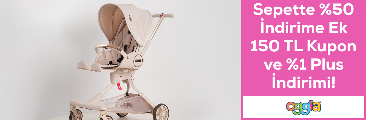 Oggia Markasında sepette %50 İndirime ek 150TL kupon ve %1 Plus İndirimi
