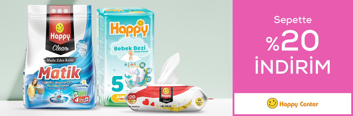 Happy Markalı Ürünlerde Sepette %20 İndirim