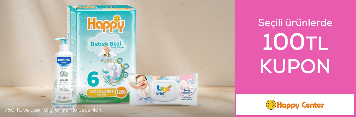 Happy Center Seçili Ürünlerde 750 TL Üzeri 100 TL Kupon
